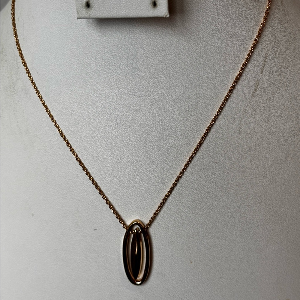 Lia Sophia pendant necklace/ bright gold tone/ oval gold tone/ NEW with …